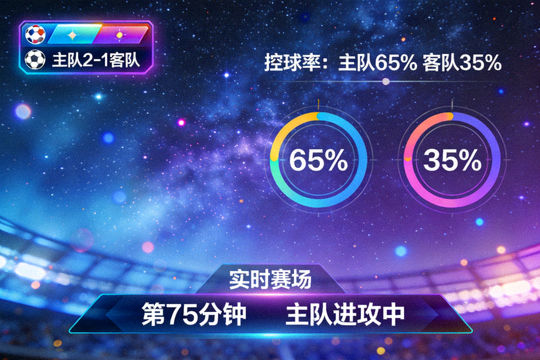 星空真人直播画面展示比分弹窗、控球率图表和实时赛况